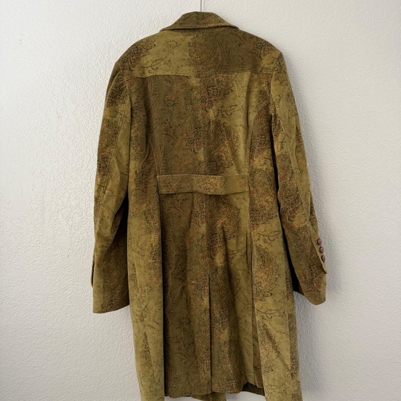 Express Women’s Vintage Moss Green Cotton Paisley Button Coat Size 14 - Picture 7 of 16